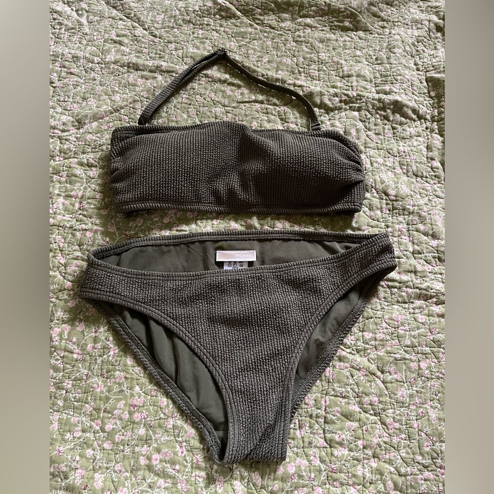 Olive green tube top bikini medium